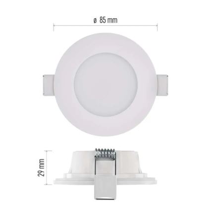 Lampada LED da incasso per bagni LORI LED/4,5W/230V IP65 2700/4000K diametro 8,5 cm bianco