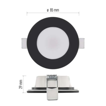 Lampada LED da incasso per bagni LORI LED/4,5W/230V IP65 2700/4000K diametro 8,5 cm nero