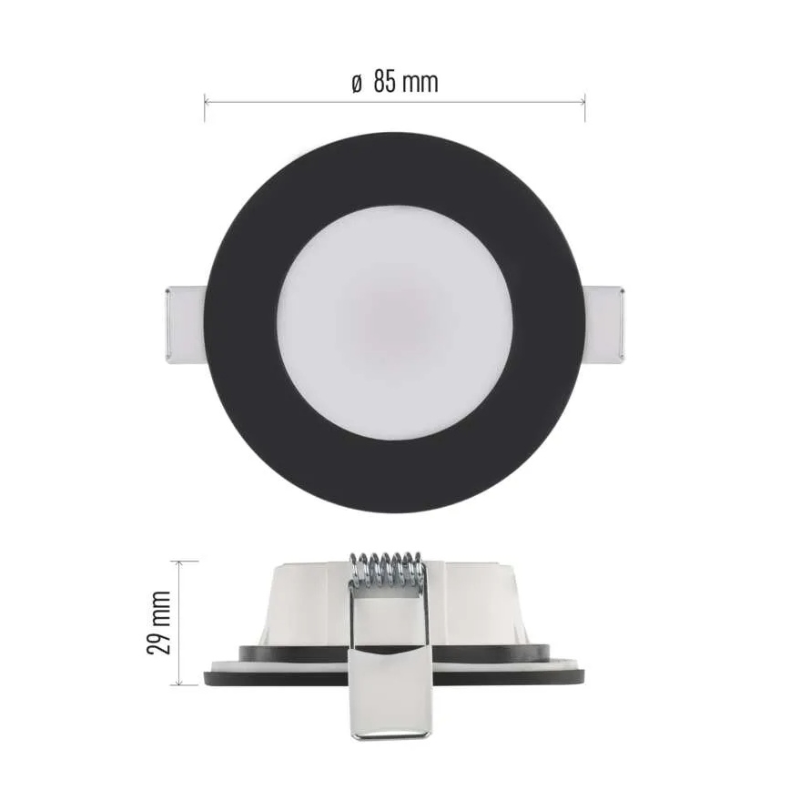 Lampada LED da incasso per bagni LORI LED/4,5W/230V IP65 2700/4000K diametro 8,5 cm nero