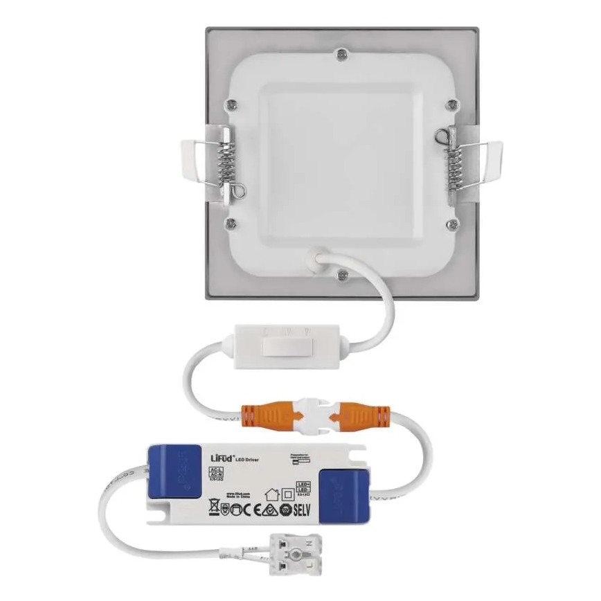 Lampada LED da incasso per controsoffitto NEXXO LED/7W/230V 3000/3500/4000K argento 12x12 cm