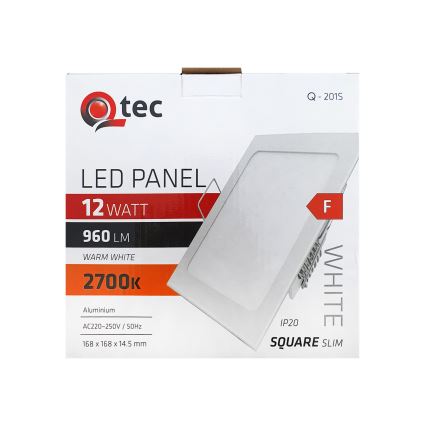 Lampada LED da incasso QTEC LED/12W/230V 2700K 16,8x16,8 cm