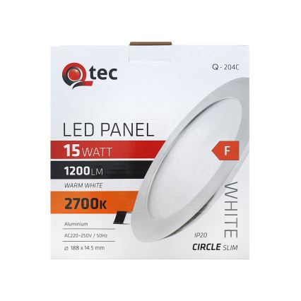 Lampada LED da incasso QTEC LED/15W/230V 2700K diametro 18,8 cm