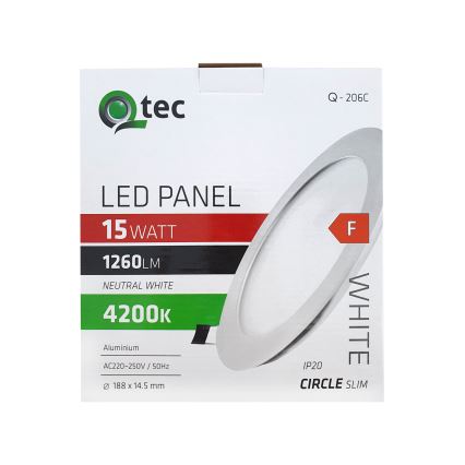 Lampada LED da incasso QTEC LED/15W/230V 4200K diametro 18,8 cm