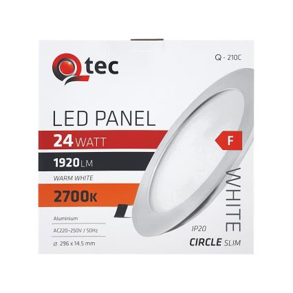 Lampada LED da incasso QTEC LED/24W/230V 2700K diametro 29,6 cm