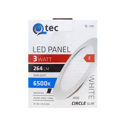 Lampada LED da incasso QTEC LED/3W/230V 6500K diametro 8,3 cm