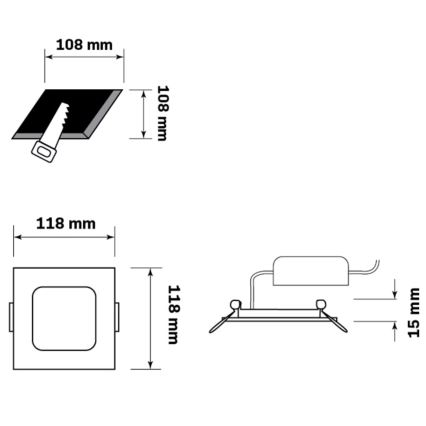 Lampada LED da incasso RIGEL LED/4,8W/230V 4000K 11,8x11,8 cm nero