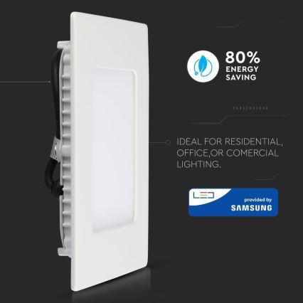 Lampada LED da incasso SAMSUNG CHIP LED/12W/230V 6400K quadrata