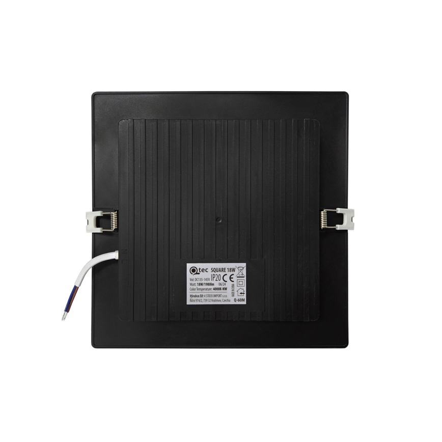 Lampada LED da incasso SQUARE LED/18W/230V 4000K 22x22 cm nero