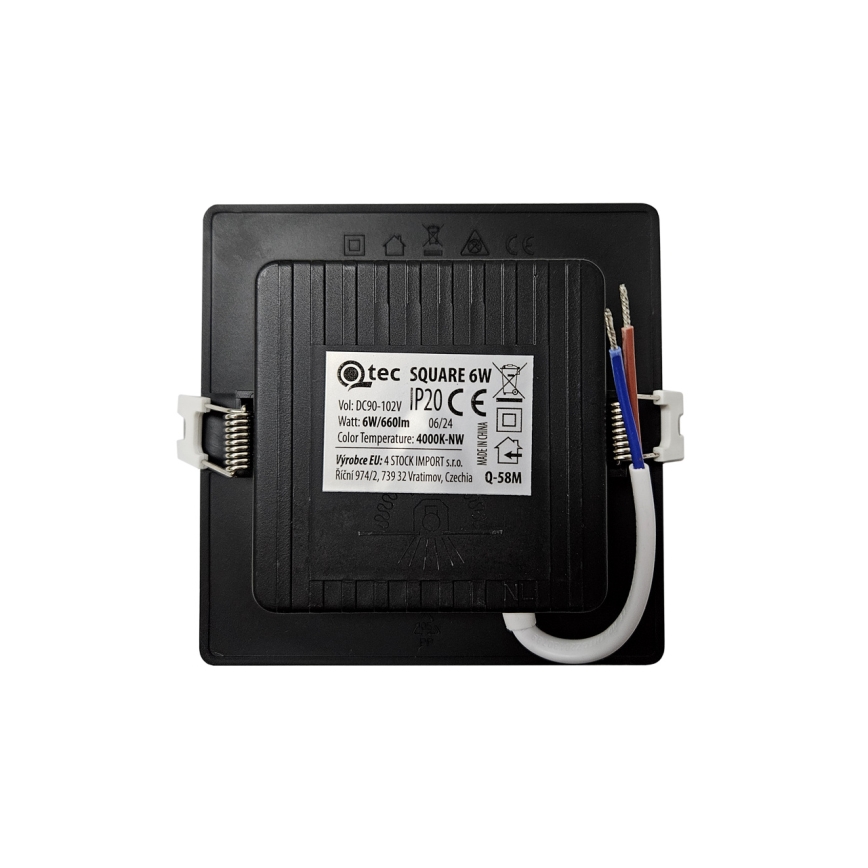 Lampada LED da incasso SQUARE LED/6W/230V 4000K 12x12 cm nero
