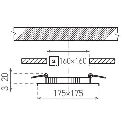 Lampada LED da incasso VEGA LED/12W/230V 2900/3900/5800K 17,5x17,5 cm nero