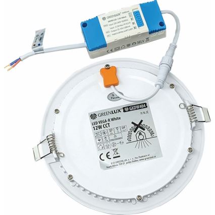 Lampada LED da incasso VEGA LED/12W/230V 2900/3900/5800K diametro 17,5 cm bianco