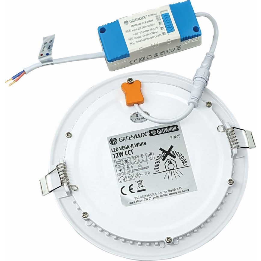 Lampada LED da incasso VEGA LED/12W/230V 2900/3900/5800K diametro 17,5 cm bianco