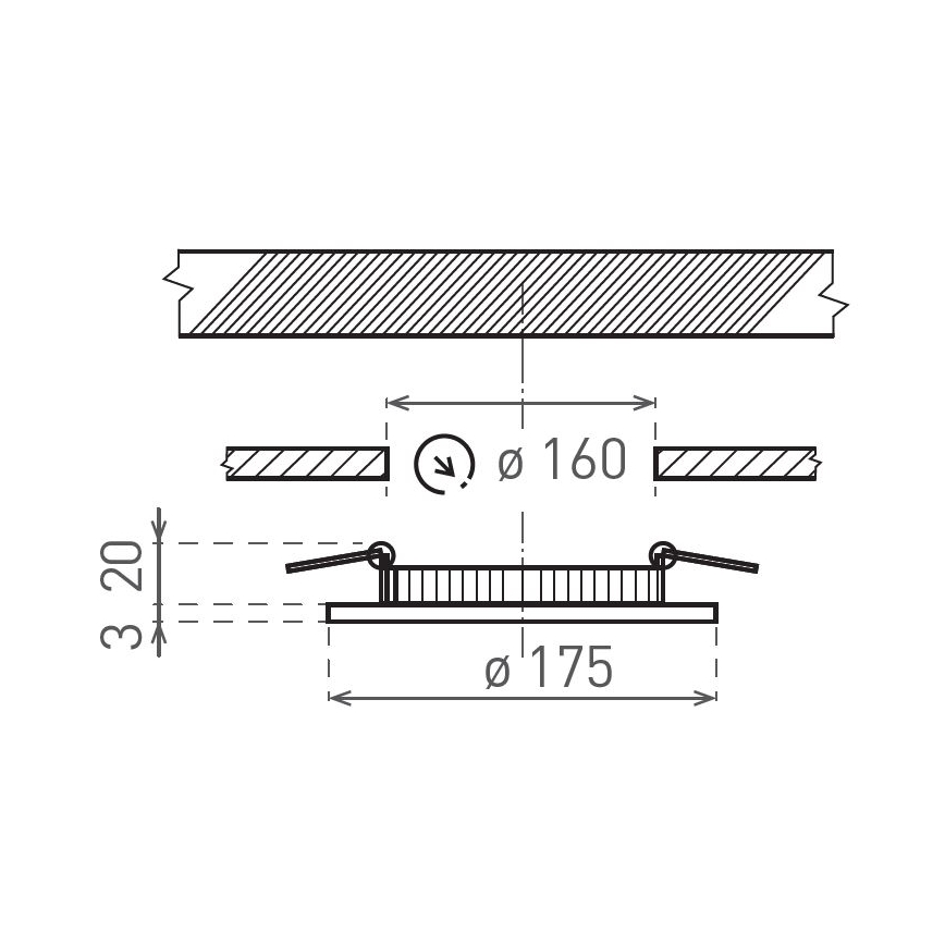 Lampada LED da incasso VEGA LED/12W/230V 2900/3900/5800K diametro 17,5 cm bianco