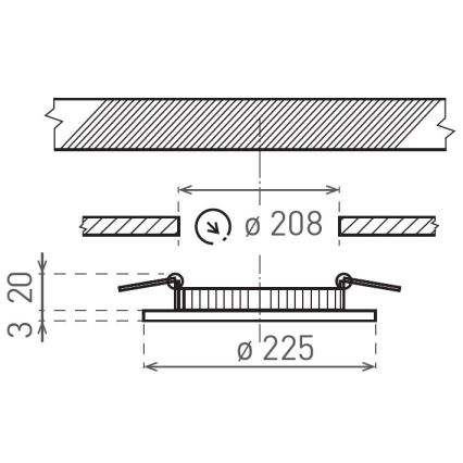 Lampada LED da incasso VEGA LED/18W/230V 2900/3900/5800K diametro 22,5 cm nero