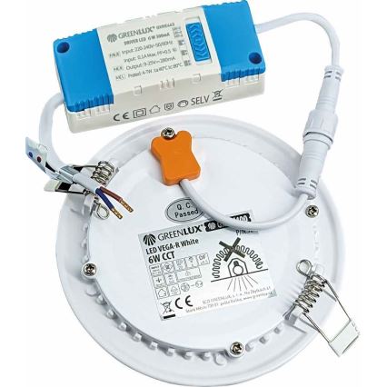 Lampada LED da incasso VEGA LED/6W/230V 2900/3900/5800K diametro 12,5 cm bianco