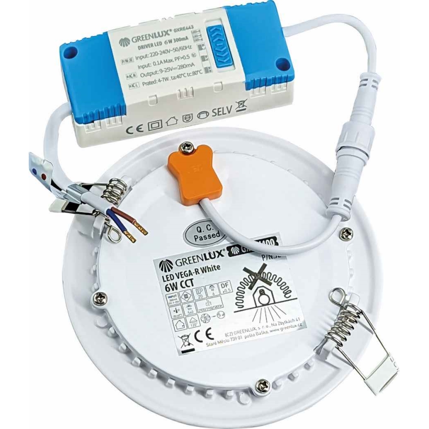 Lampada LED da incasso VEGA LED/6W/230V 2900/3900/5800K diametro 12,5 cm bianco