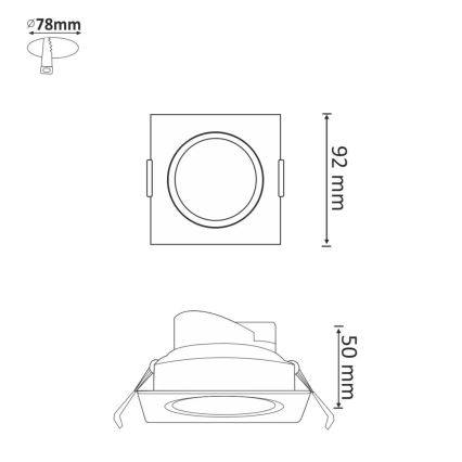 Lampada LED da incasso VENUS LED/7W/230V argento squadrato
