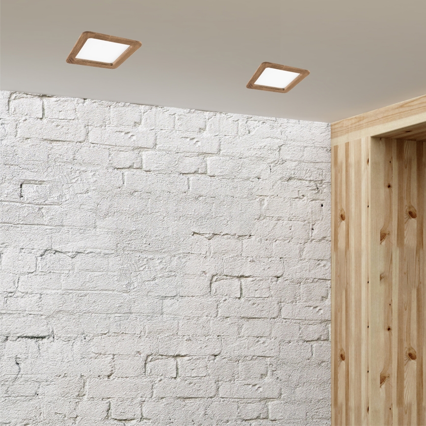 Lampada LED da incasso WOODY SPOT LED/17W/230V 3000K noce 18,5x18,5 cm