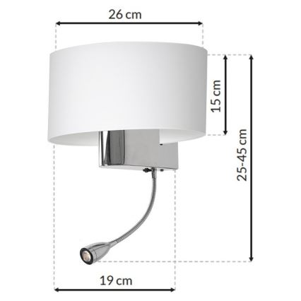 Lampada LED da muro CASINO 1xE27/60W/230V + LED/1W/230V bianca