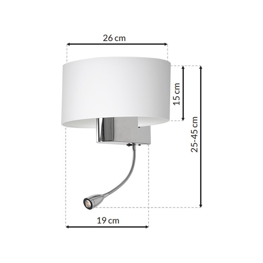 Lampada LED da muro CASINO 1xE27/60W/230V + LED/1W/230V bianca