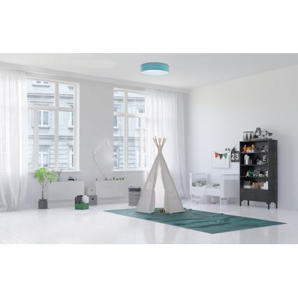 Lampada da soffitto LED per bambini GALAXY KIDS LED/24W/230V stelle turchese/bianco