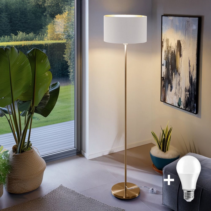 Lampada LED da terra TUNJA 1xE27/20W/230V Ø 38 cm oro/bianco