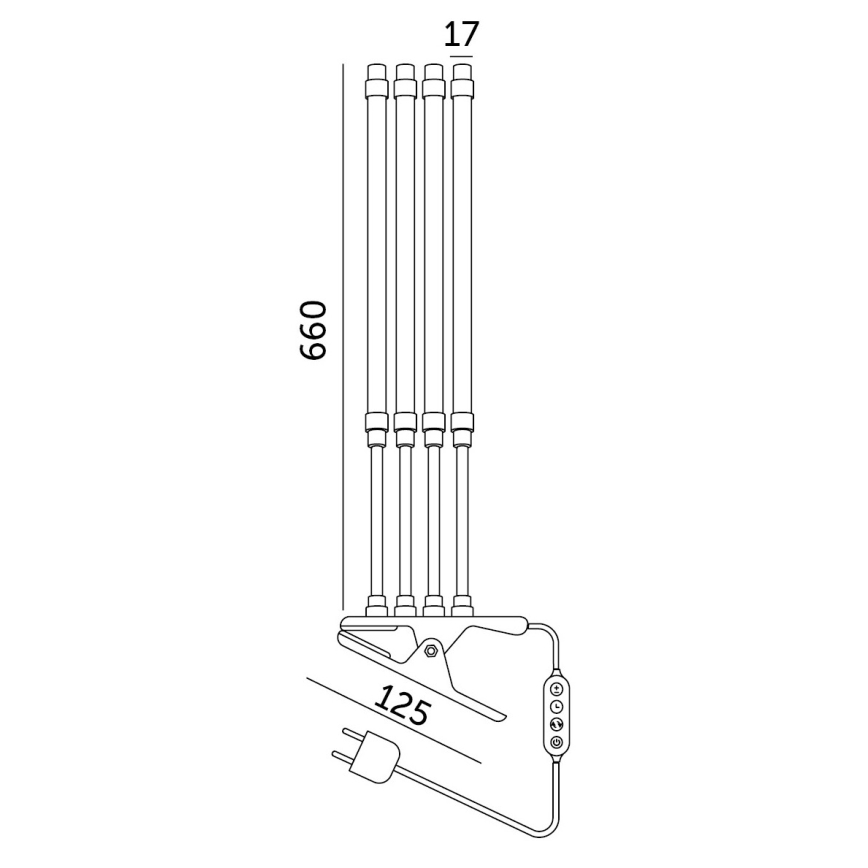 LED Dimmerabile flexible lampada da tavolo con clip per la coltivazione di piante VITARO 4xLED/10W/230V nero