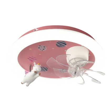 Lampada da soffitto LED dimmerabile per cameretta con ventilatore integrato, 48W/230V, 3000/4000/6000K, rosa + telecomando