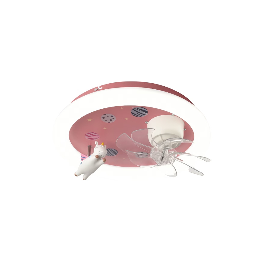 Lampada da soffitto LED dimmerabile per cameretta con ventilatore integrato, 48W/230V, 3000/4000/6000K, rosa + telecomando
