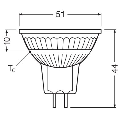 Lampadina LED dimmerabile a riflettore MR16 GU5,3, 5,3W/12V, 4000K, fascio 36°, CRI 97 - Ledvance