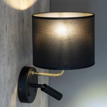 Lampada LED flessibile RICHI 1xE27/15W/230V + LED/3W/230V nero