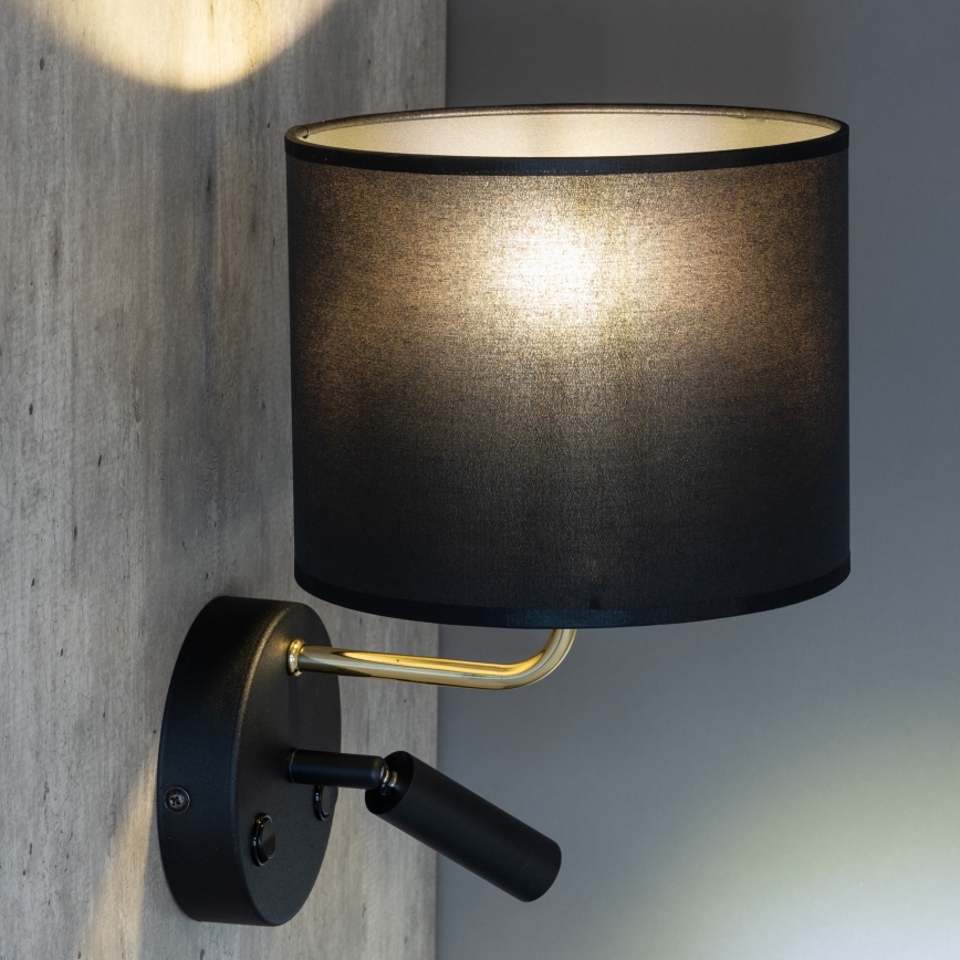 Lampada LED flessibile RICHI 1xE27/15W/230V + LED/3W/230V nero