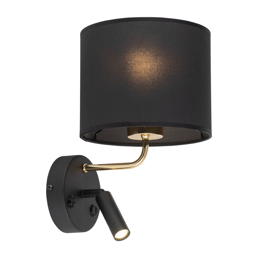 Lampada LED flessibile RICHI 1xE27/15W/230V + LED/3W/230V nero