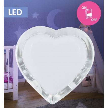 Lampada LED notturna con spina integrata 0,4W/230V cuore bianco