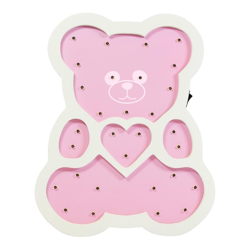 Lampada LED per bambini LED/2xAA orso rosa