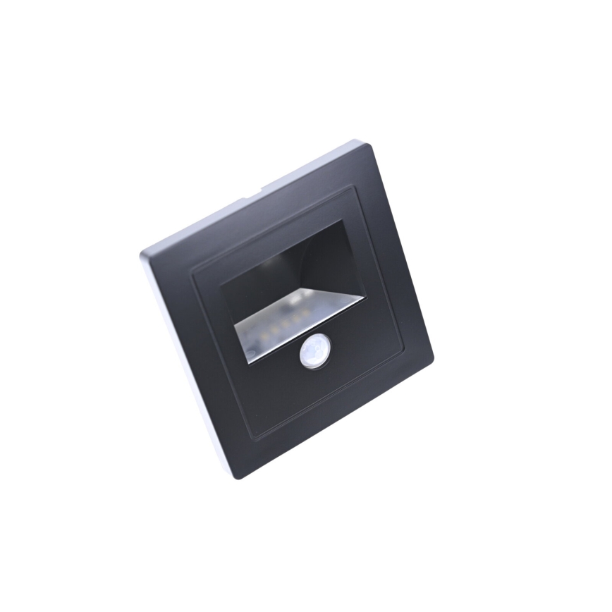 Lampada LED per scale con sensore di movimento e crepuscolare LED/3W/230V 6000K nera