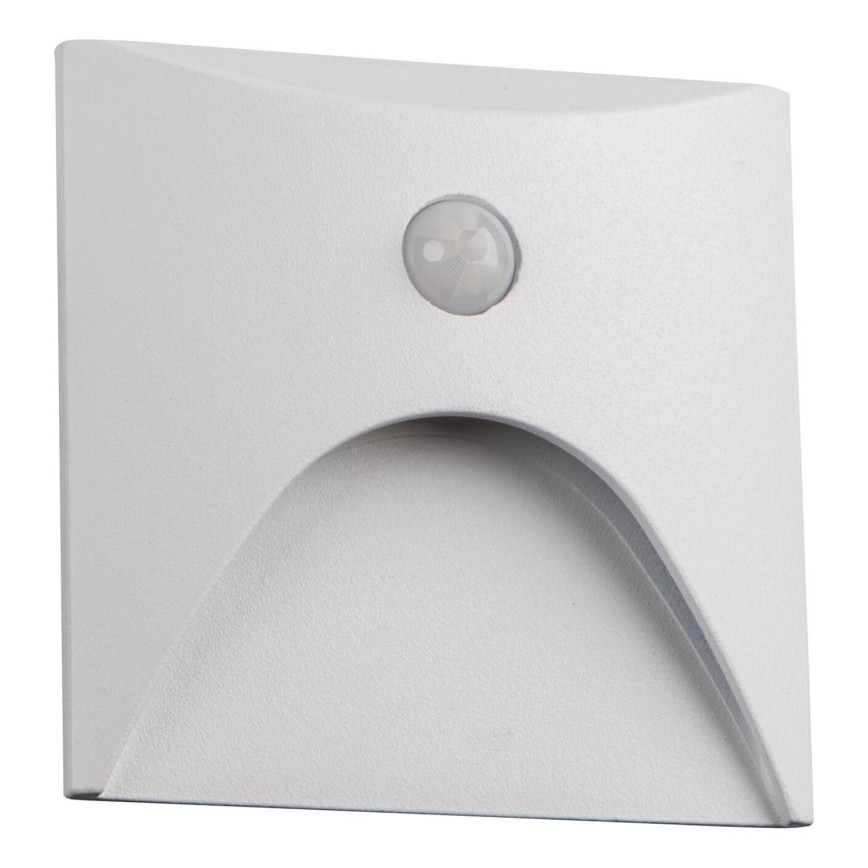 Lampada LED per scale con sensore di movimento e sensore crepuscolare EXIN LED/2,5W/230V 3000K IP65 bianca squadrata