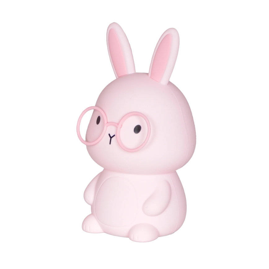 Lampada da tavolo LED RGBW dimmerabile per bambini FLORKA LED/1W/5V USB 1200 mAh con coniglietto rosa