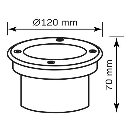 Lampada LED segnapasso MIVO LED/3W/230V diametro 12 cm IP67 cromo opaco
