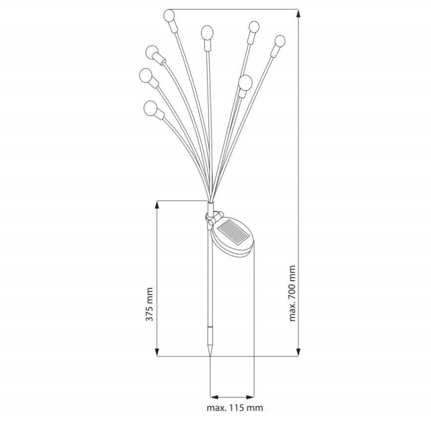 Lampada LED solare FIORINI 8xLED/1,2V 600mAh IP44 nero