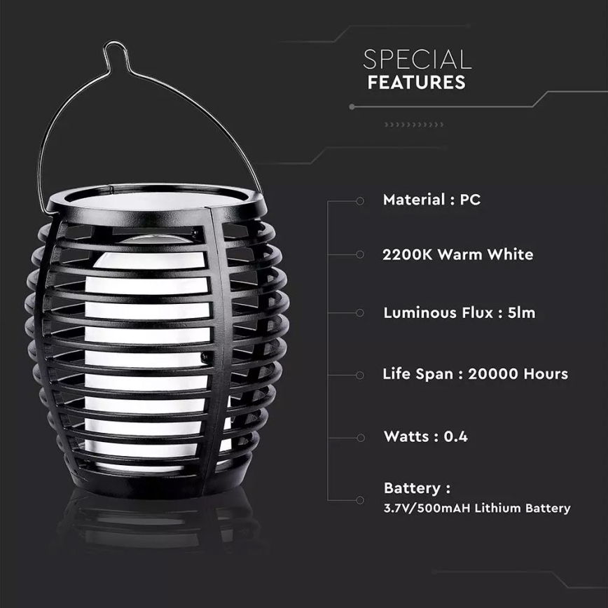 Lampada LED solare FLAME 4in1 1xLED/0,45W/3,7V IP44 500 mAh