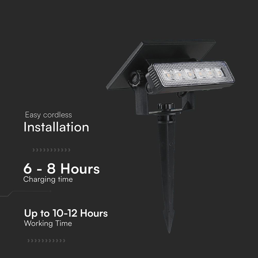 Lampada LED solare LED/0,9W/3,7V 3000K IP65 nero