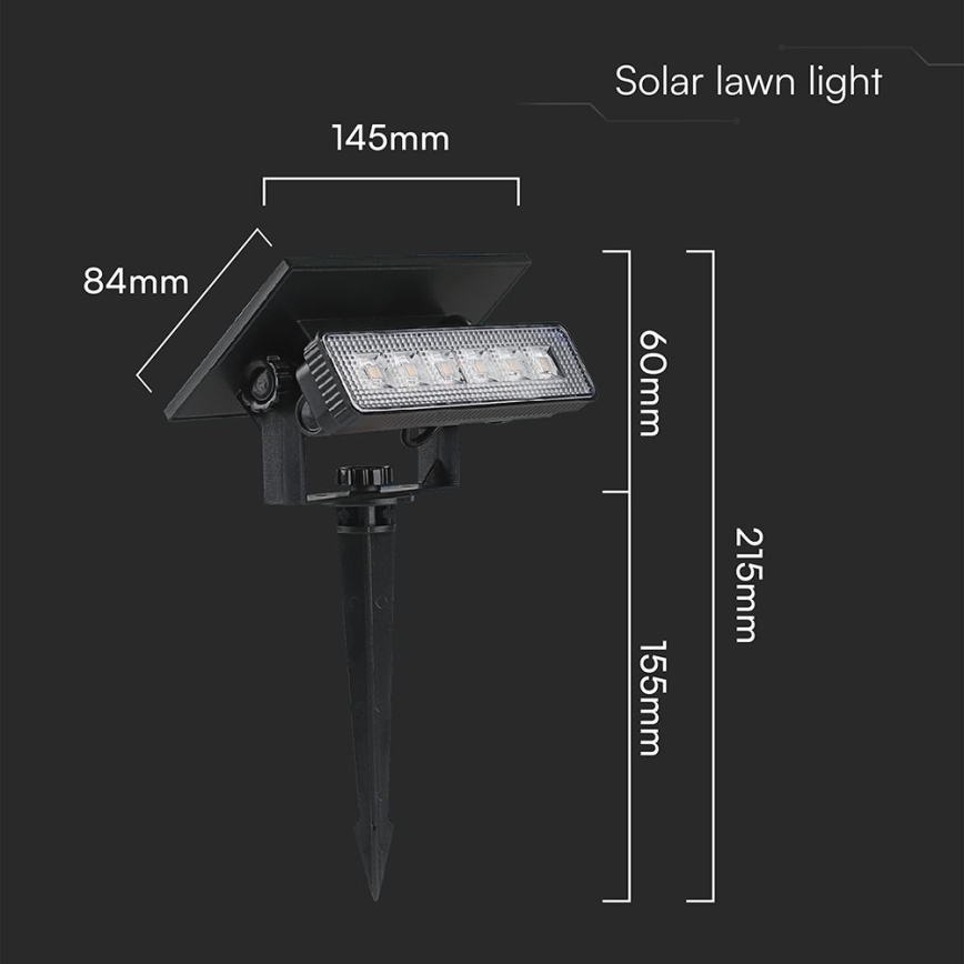 Lampada LED solare LED/0,9W/3,7V 3000K IP65 nero