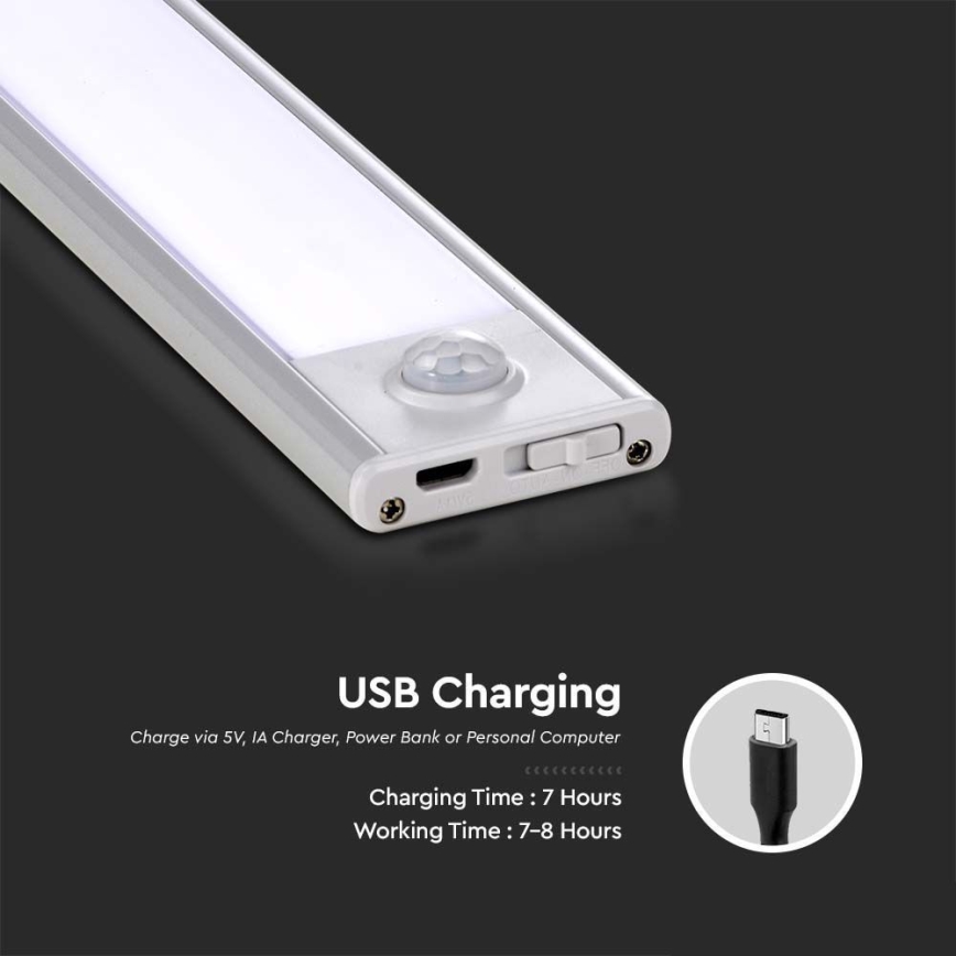 Lampada LED sottopensile con sensore LED/2,5W/5V 3000 mAh 3000K