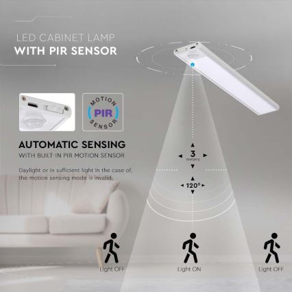 Lampada LED sottopensile con sensore LED/2,5W/5V 4000K 3000 mAh