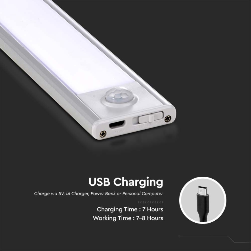 Lampada LED sottopensile con sensore LED/2,5W/5V 4000K 3000 mAh