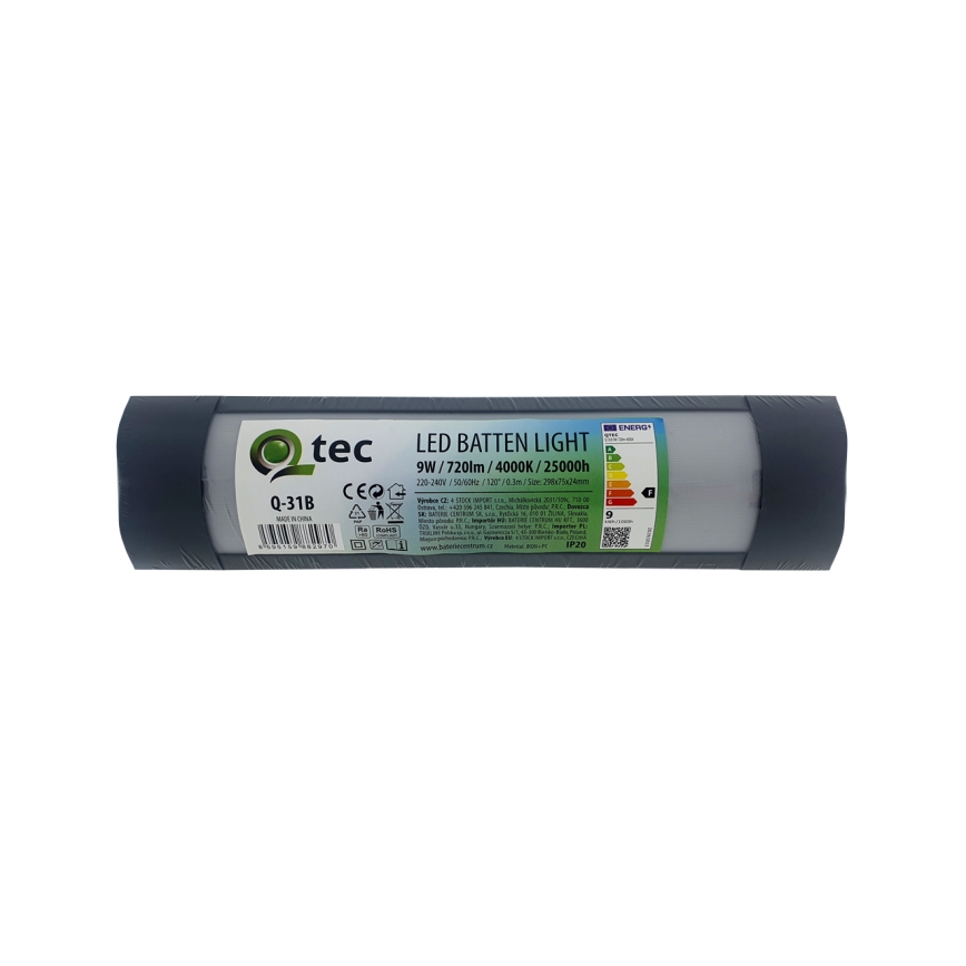 Lampada LED sottopensile QTEC LED/9W/230V 30 cm nero