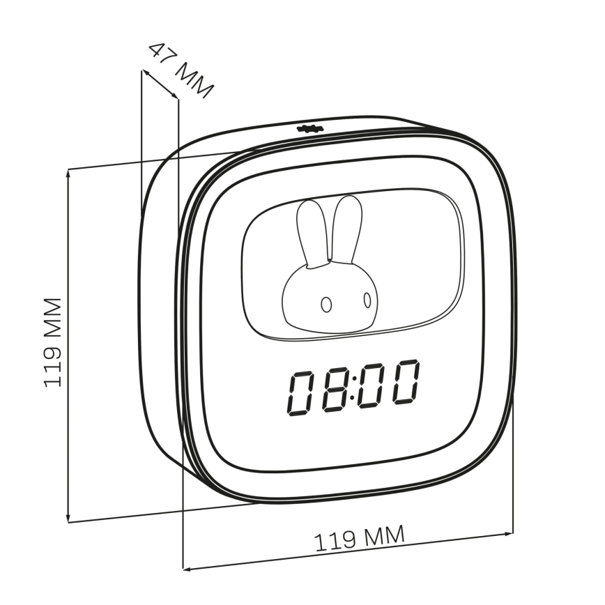 Lampada da notte dimmerabile a LED con sveglia BUNNY LED/1,2W/5V 3000K