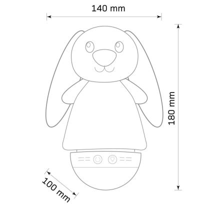 Lampada notturna LED RGB per bambini con melodia 3xAAA/5V con coniglio