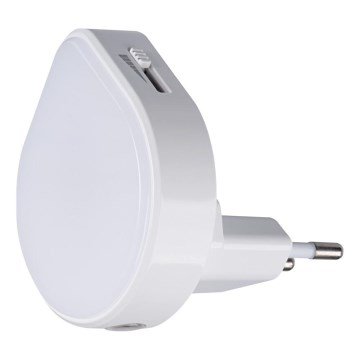 Lampada orientativa dimmerabile LED con sensore crepuscolare da inserire nella presa ULOV LED/0,5W/230V bianca